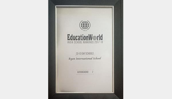 2nd Position in Education World (India School Rankings) - Ryan International School, Aurangabad